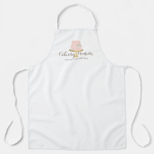 Elegant Pink Cake with Florals Apron