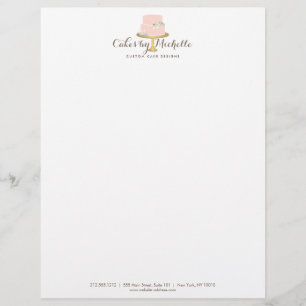 Elegant Pink Cake with Florals Cake Decorating Personalized Letterhead