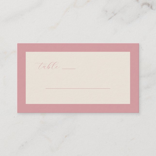 Elegant Pink Calligraphy Table Card (Front)