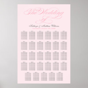 Elegant Pink Calligraphy Wedding Seating Chart