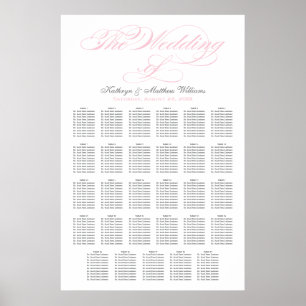 Elegant Pink Calligraphy Wedding Seating Chart