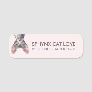 Elegant Pink Canadian Sphynx Cat Name Tag