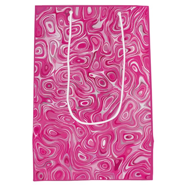 Elegant pink candy marble texture abstract modern medium gift bag (Back)