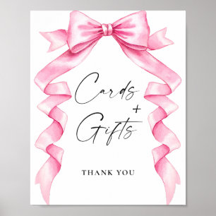 Elegant Pink Cards and Gift Bow Bridal Shower Poster