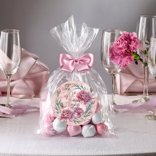 Elegant Pink Carnations 40th Birthday Party Classic Round Sticker