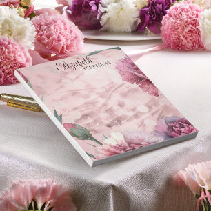Elegant Pink Carnations Boho Floral - Name Notepad