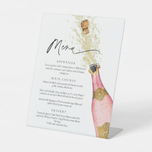 Elegant Pink Champagne Menu Sign