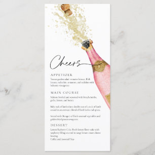 Elegant Pink Champagne Theme Menu Card