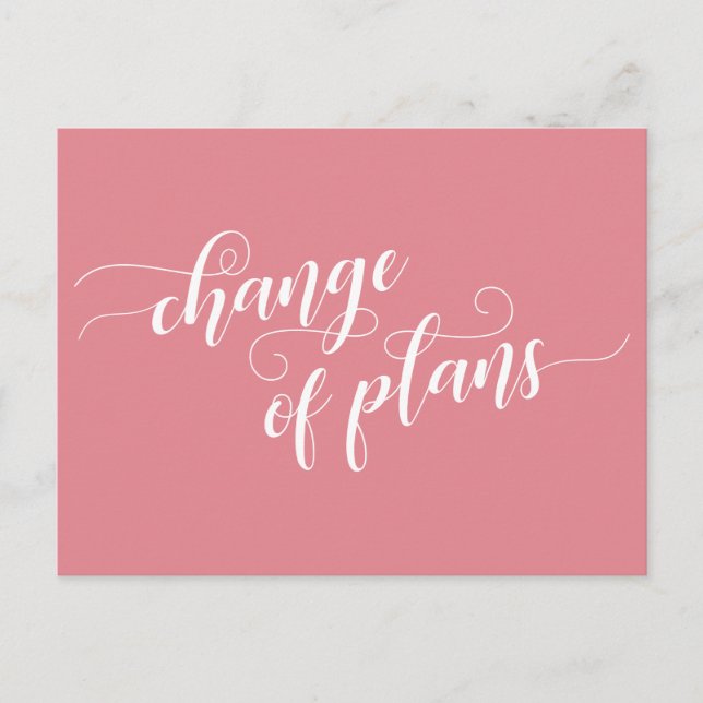 Elegant Pink Change of Plans Postponed Wedding Postcard (Front)