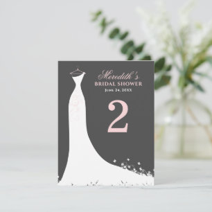 Elegant Pink Charcoal Wedding Gown Table Number