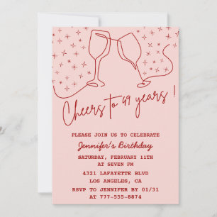 Elegant Pink Cheers Champagne 49th birthday Invitation