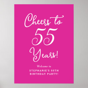 Elegant Pink Cheers to 55 Years 55th Birthday Poster