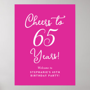 Elegant Pink Cheers to 65 Years 65th Birthday Poster