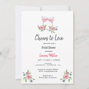 Elegant Pink Cheers to love Bridal shower Announcement