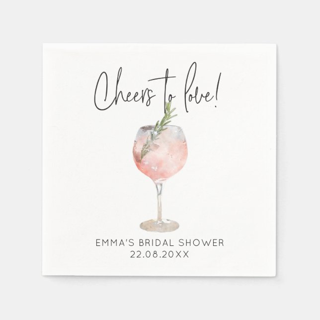 Elegant Pink Cheers to Love Bridal Shower Napkins (Front)