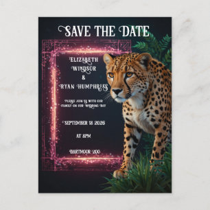 Elegant Pink Cheetah Wedding Invitation Photo   Postcard
