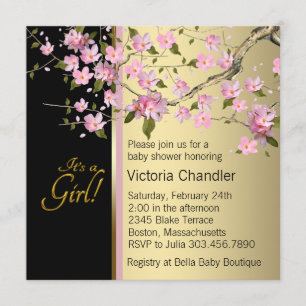 Elegant Pink Cherry Blossom Baby Shower Invitation