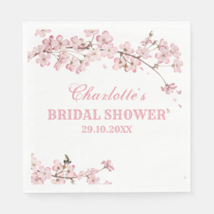 Elegant Pink Cherry Blossom Bridal Shower Napkin