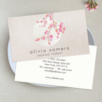 Elegant Pink Cherry Blossom Floral Linen Look