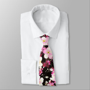 Elegant Pink Cherry Blossom Floral Tie