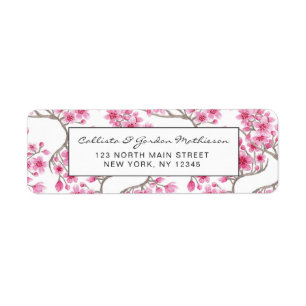 Elegant Pink Cherry Blossom Floral Watercolor