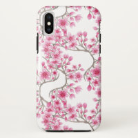 Elegant Pink Cherry Blossom Floral Watercolor