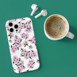 Elegant pink cherry blossom floral watercolor iPhone 15 case