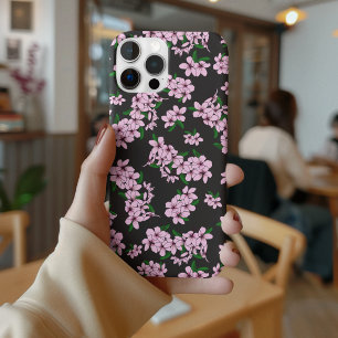 Elegant pink cherry blossom floral watercolor iPhone 15 case