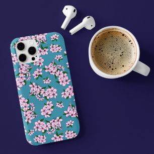 Elegant pink cherry blossom floral watercolor iPhone 15 case
