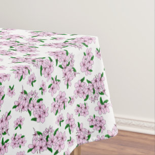 Elegant pink cherry blossom floral watercolor tablecloth