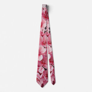 Elegant Pink Cherry Blossom Flowers Tie