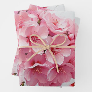 Elegant Pink Cherry Blossom Flowers Wrapping Paper Sheet