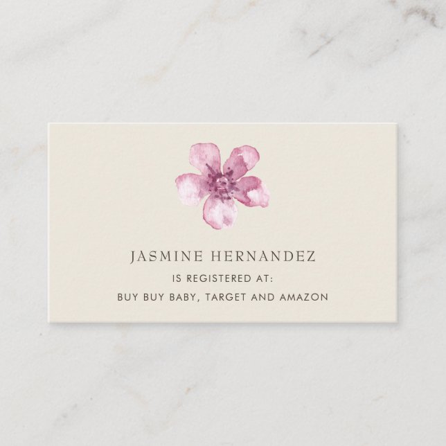 Elegant Pink Cherry Blossom Gift Registry Enclosure Card (Front)