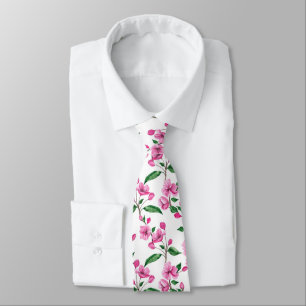 Elegant Pink Cherry Blossom   Necktie