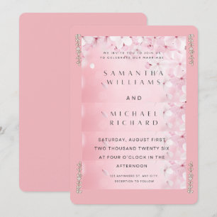 Elegant Pink Cherry Blossom Wedding Invitation - C