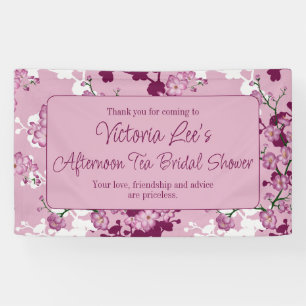 Elegant Pink Cherry Blossoms Bridal Shower Banner