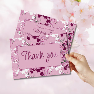 Elegant Pink Cherry Blossoms Bridal Shower Thank You Card