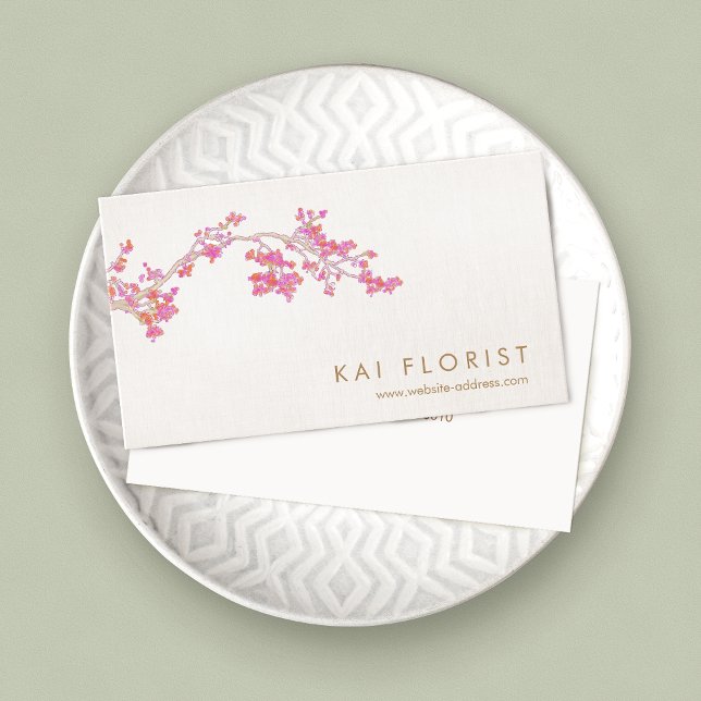 Elegant Pink Cherry Blossoms Floral Flower Business Card (Creator Uploaded)