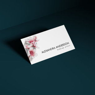 Elegant Pink Cherry Blossoms Modern Minimal Business Card