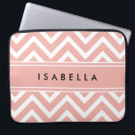 Elegant Pink Chevron Pattern Girly Faux Rose Gold Laptop Sleeve<br><div class="desc">Protect your laptop in style with a chic modern sleeve. Design features a pretty pink faux rose gold foil chevron zig-zag pattern and stripe, and your name or other customized text in a simple black typography font. This elegant and trendy computer case makes a stylish gift for her.</div>
