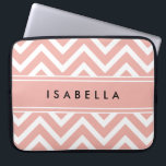Elegant Pink Chevron Pattern Girly Faux Rose Gold Laptop Sleeve<br><div class="desc">Protect your laptop in style with a chic modern sleeve.  Design features a pretty pink faux rose gold foil chevron zig-zag pattern and stripe,  and your name  or other customized text in a simple black typography font. This elegant and trendy computer case makes a stylish gift for her.</div>