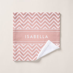 Elegant Pink Chevron Pattern Girly Faux Rose Gold Wash Cloth