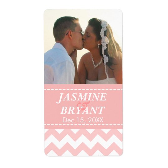 Elegant Pink Chevron Pattern Wedding Shipping Label