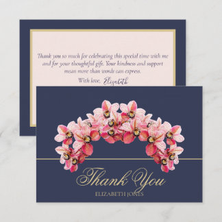 Elegant Pink Chic Orchid Bridal Shower Thank You Card