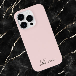 Elegant Pink & Chic Script Monogram  iPhone 14 Pro Case