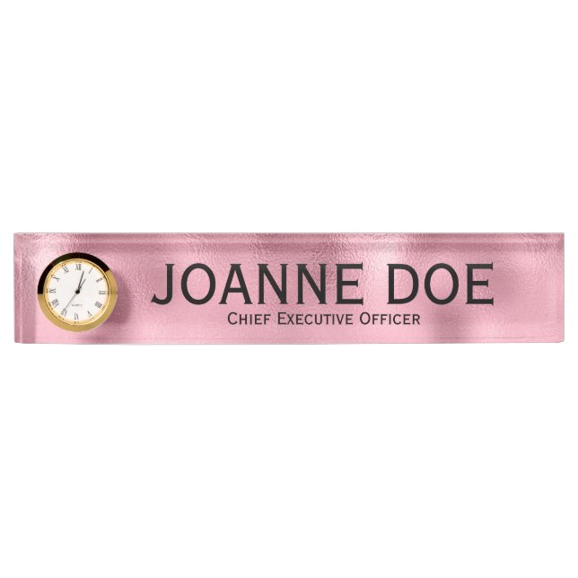 Elegant Pink Chief Executive Officer Nameplate (Front)