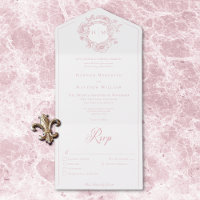 Elegant Pink Chinoiserie Bird Crest Wedding Dinner