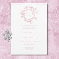 Elegant Pink Chinoiserie Bird & Crest Wedding