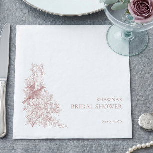 Elegant Pink Chinoiserie Nature Bird Bridal Shower Napkin