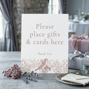 Elegant Pink Chinoiserie Nature Bird Bridal Shower Pedestal Sign